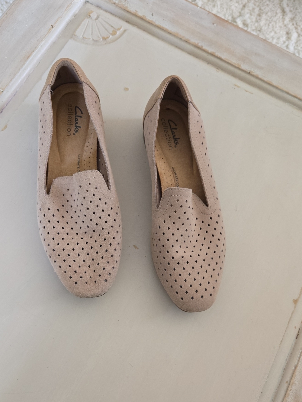 Clarks Women's Perforated Slip-On Loafers - Beige